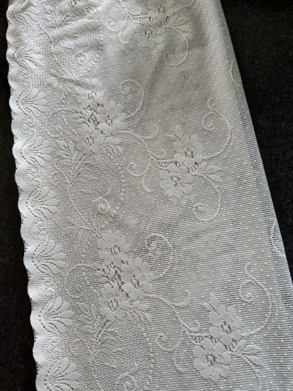 White Lace Curtain Panel - Classic Floral Design